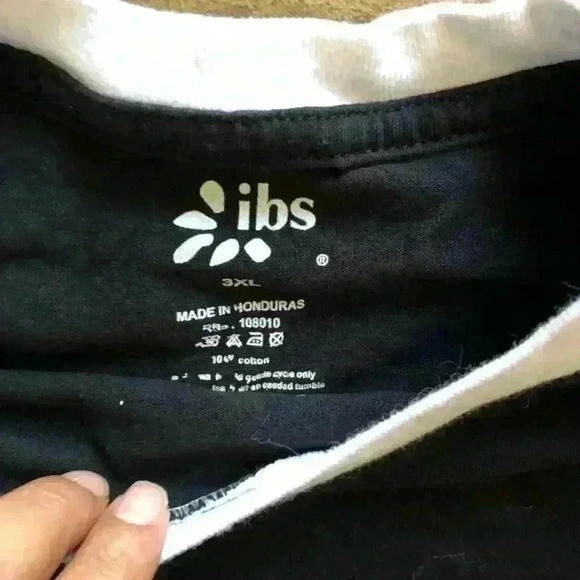 ibs raglan style black white short sleeve t-shirt mens XL - Picture 3 of 4
